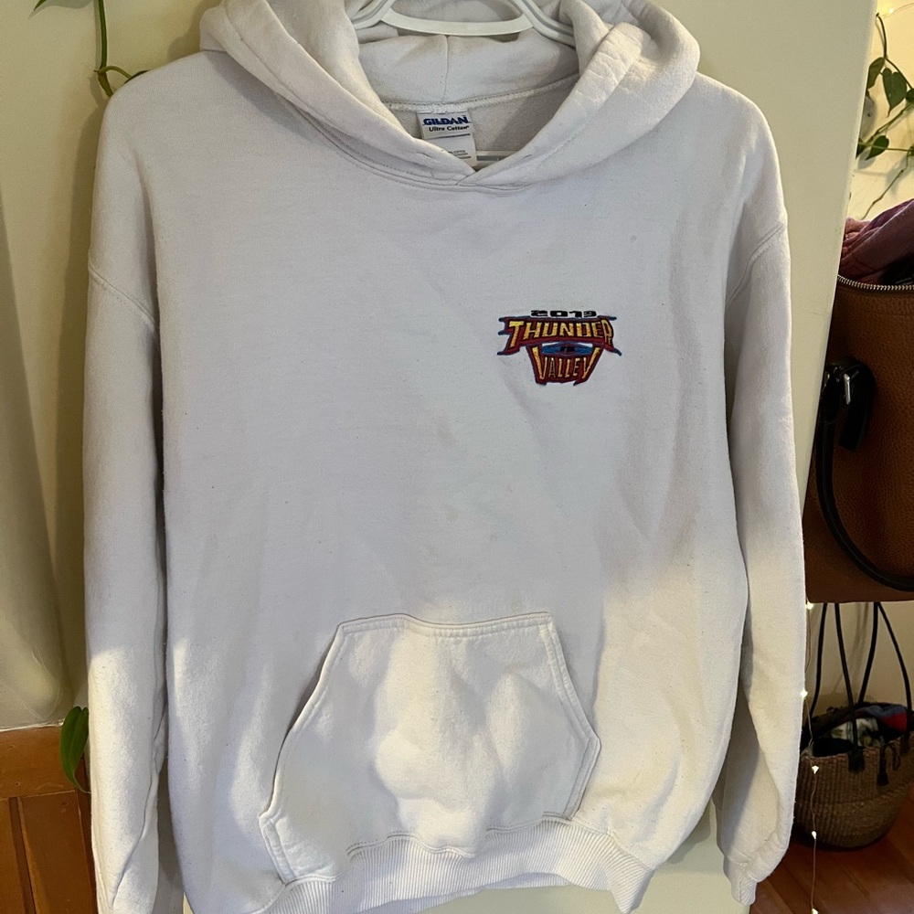Gildan White Hoodie with Thunder Valley Racing logo